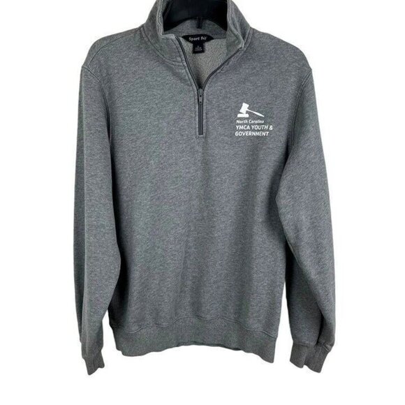 Sport-Tek Men Gray Half-Zip Sweatshirt Pullover Long Sleeve Fleece Size S - Picture 1 of 6